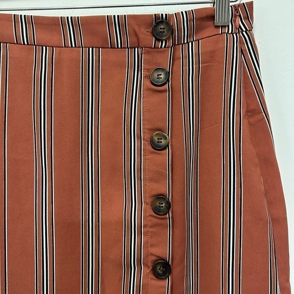Lulu’s Stride Rust Orange Striped Button Front Pencil Skirt Sz S - Picture 6 of 9